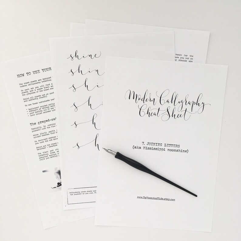 Calligraphy CHEAT SHEET 7 of 9: Joining Letters / Instant - Etsy