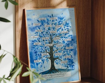 Personalised Family Tree in Elegant Rich Blue
