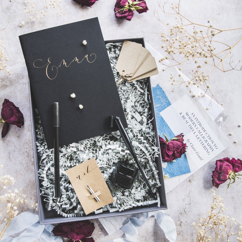 Beautiful modern calligraphy starter set with full colour guide book and personalised journal image 8