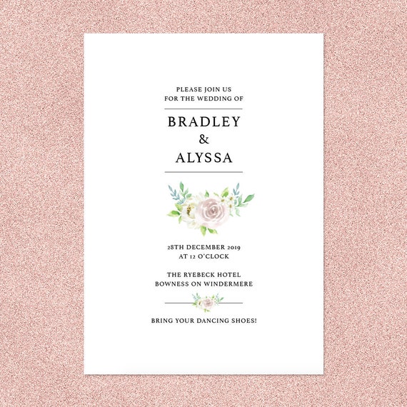 English Rose Simple Personalised Country Garden Wedding Etsy