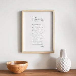 Leisure classic poem print with calligraphy detail image 1