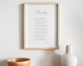 Leisure classic poem print with calligraphy detail