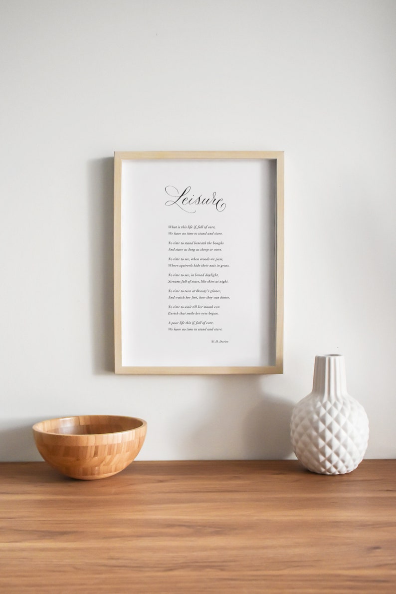 Leisure classic poem print with calligraphy detail image 1