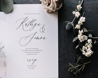 Elegant and simple minimal calligraphy style wedding invitations