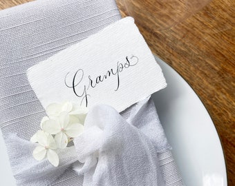 White cotton rag calligraphy wedding place names