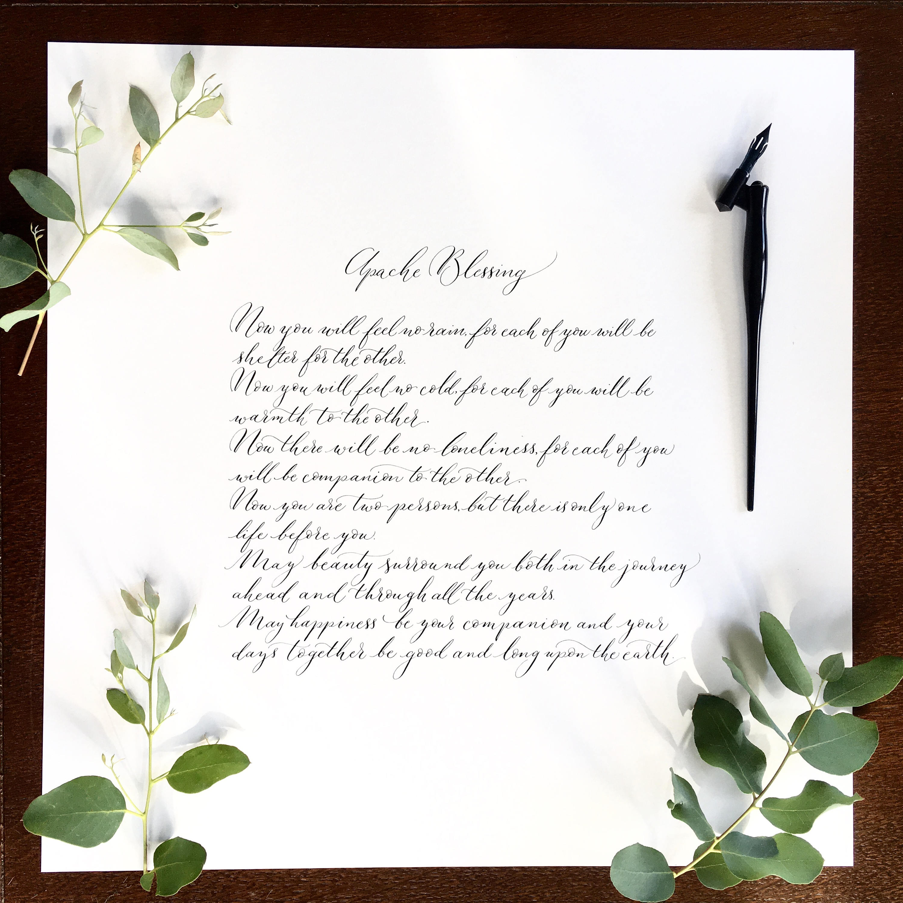 Apache Blessing Wedding Reading Calligraphy Print Popular Wedding
