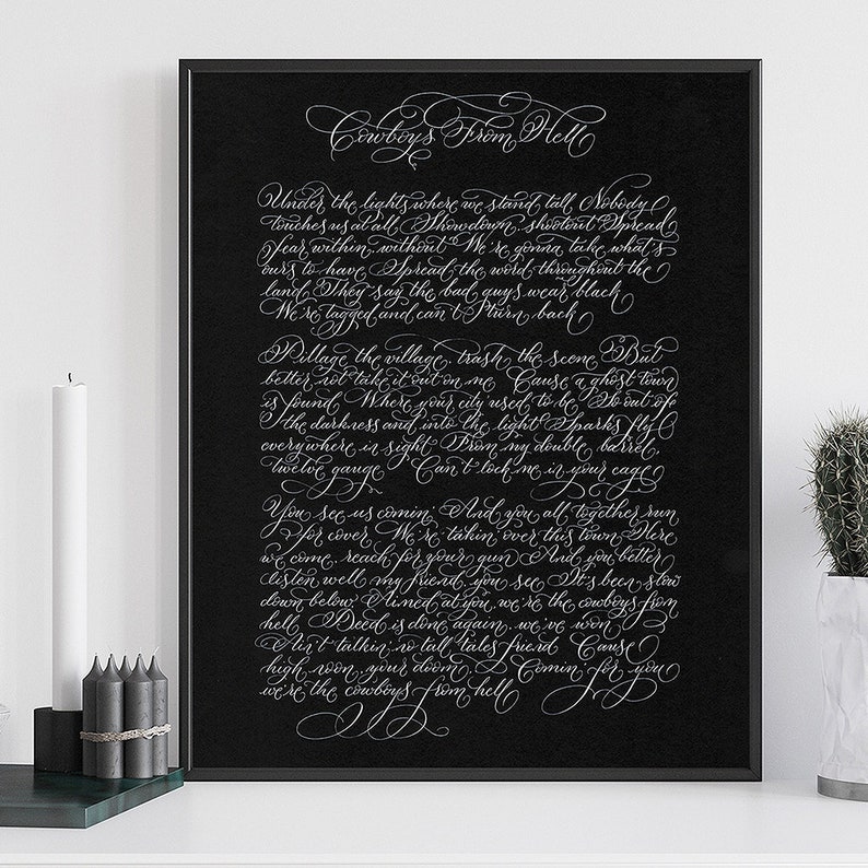 Personalised song lyrics in calligraphy image 2