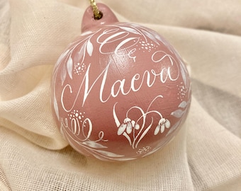 Personalised Christmas bauble in dusky pink