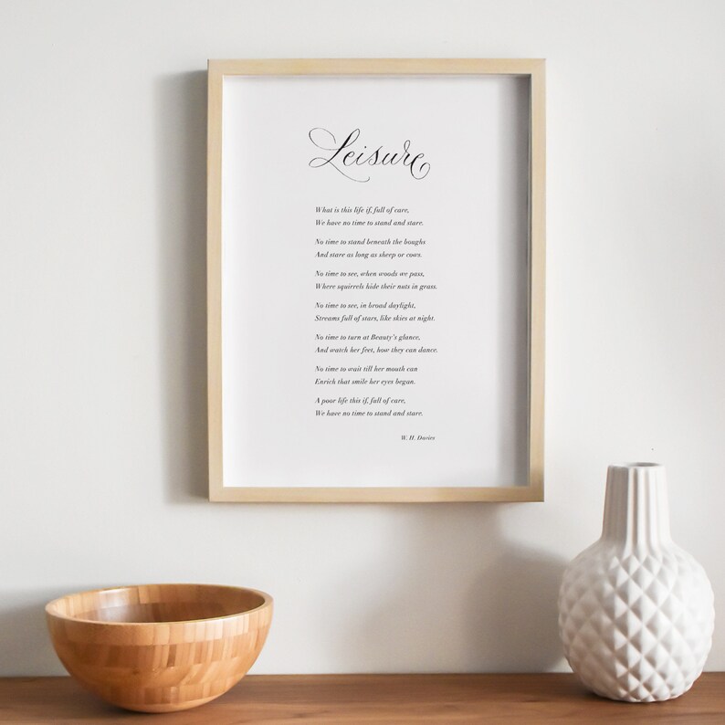 Leisure classic poem print with calligraphy detail image 4