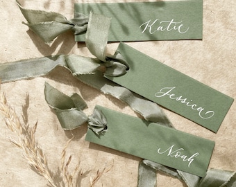 Elegant sage green wedding place names