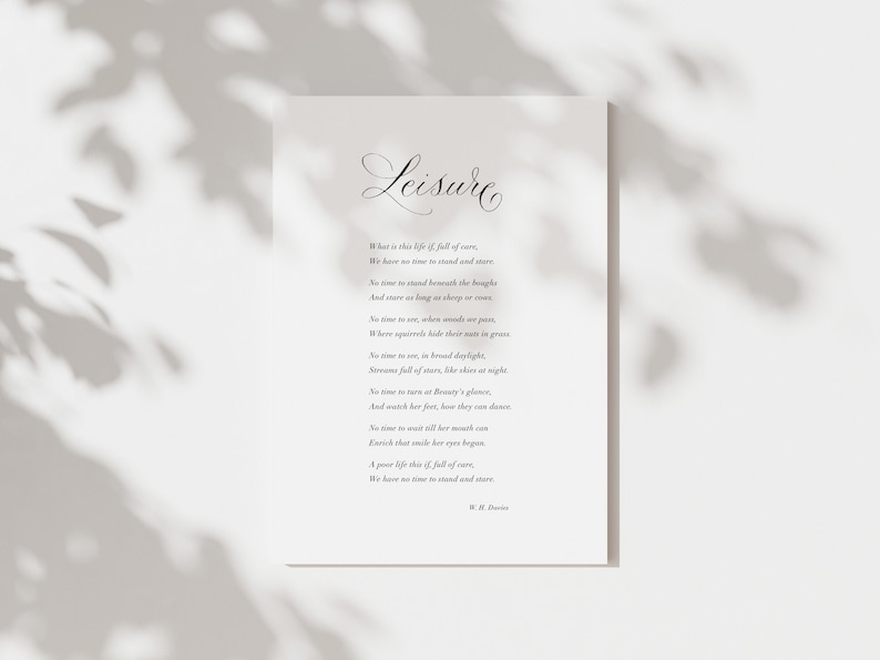 Leisure classic poem print with calligraphy detail image 3