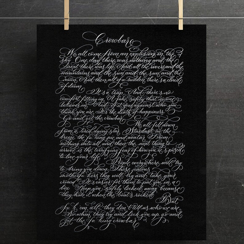 Personalised song lyrics in calligraphy image 3