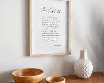 Sonnet 18 Shakespeare print with calligraphy detail