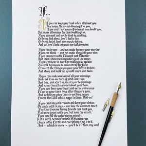 Rudyard Kipling's 'If' poem in gothic hand calligraphy style UNFRAMED reprint, hand finished wall art image 3