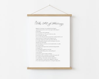 The Art of Marriage wedding poem print with calligraphy detail