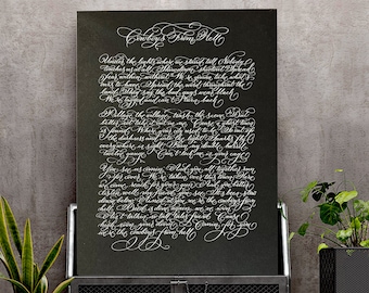 Personalised song lyrics in calligraphy