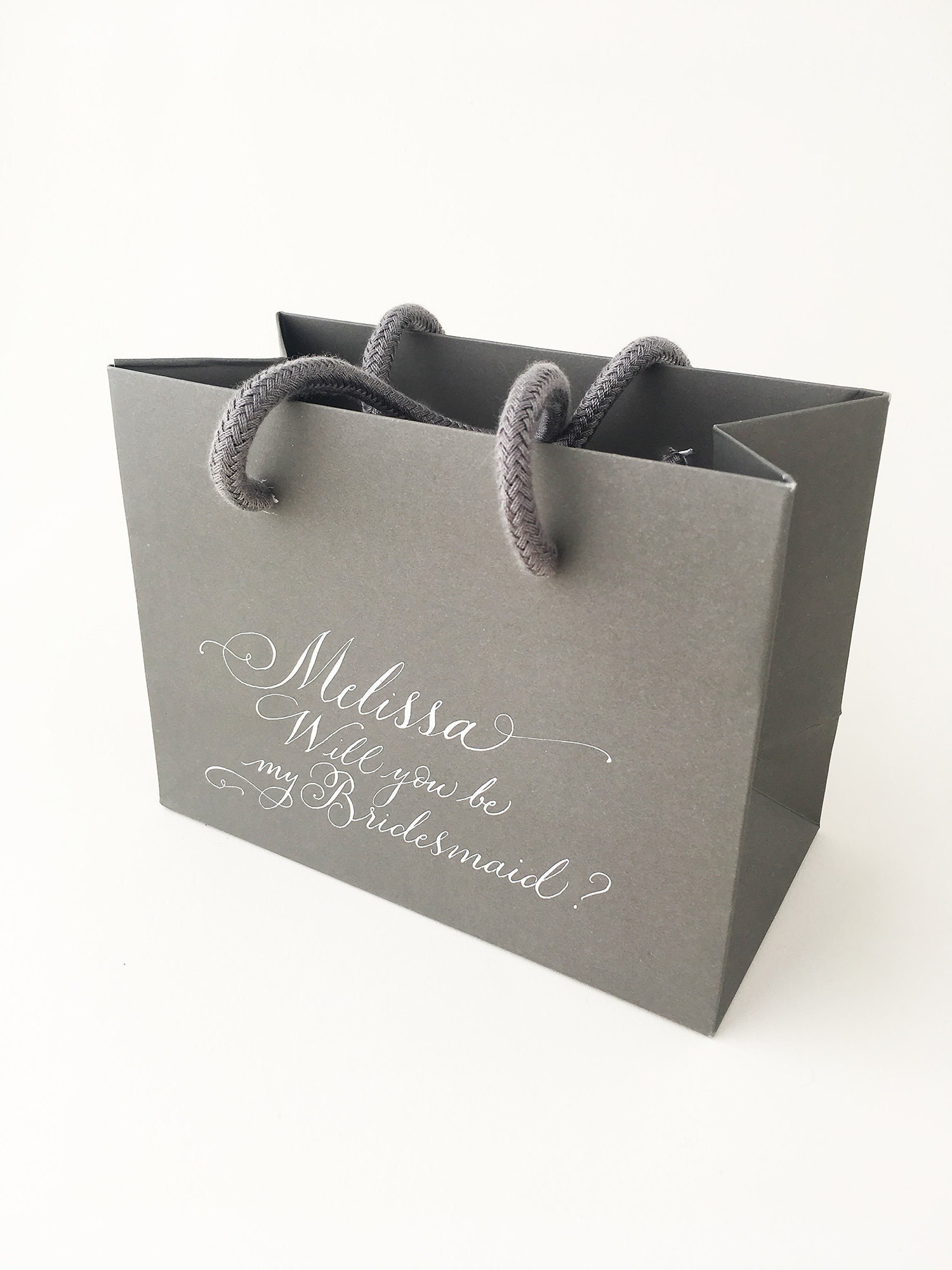 Will You Be My Bridesmaid Gift Bag Grey With Name On Will You Be My Bridesmaid Gift Bag Grey With Name On