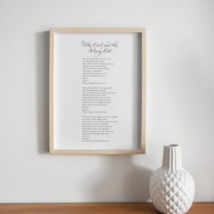 The Owl and the Pussycat wedding poem print with calligraphy detail