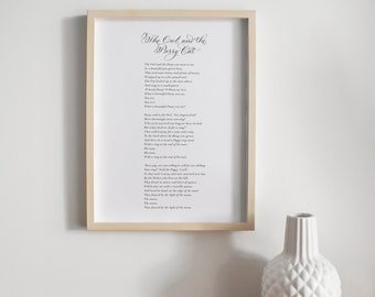 The Owl and the Pussycat wedding poem print with calligraphy detail