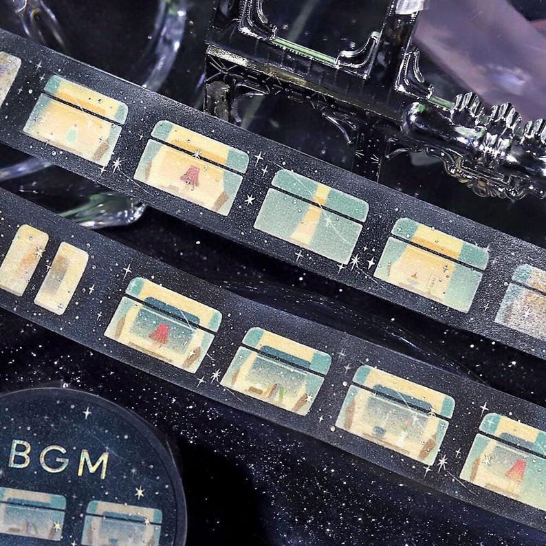 Train Window View Starry Night Dream Magical Travel Washi Tape Deco Masking Stationery Planner Journal Craft Art bgm decor diary gift image 1
