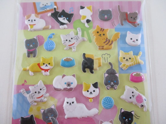 Packaged Fuzzy Stickers - FZ0202 - Cat sticker<BR>(FREE STANDARD