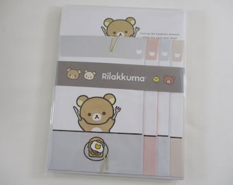 San-X Rilakkuma Bear Classic Korilakkuma Hungry bear Stationery Writing Paper Envelope Letter Set Collectible cute kawaii gift Penpal love