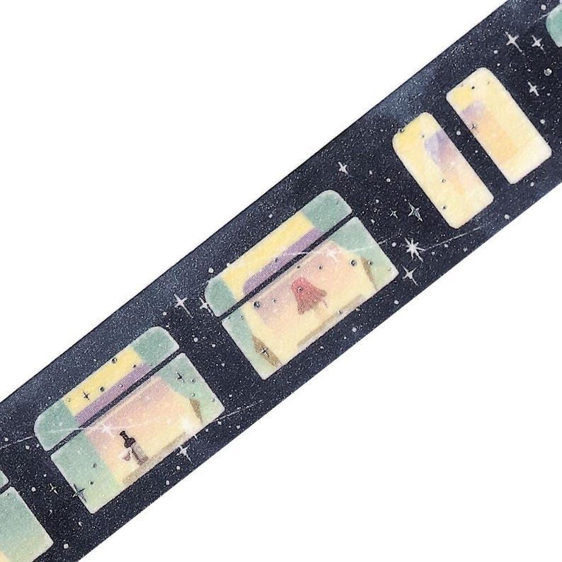 Train Window View Starry Night Dream Magical Travel Washi Tape Deco Masking Stationery Planner Journal Craft Art bgm decor diary gift image 3