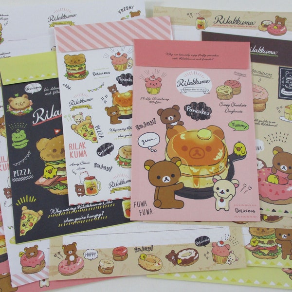 San-X Rilakkuma Doughnut Sweet Cafe Stationery Writing Paper Envelope Letter Set penpal cute kawaii gift her daughter girl pancake breakfast