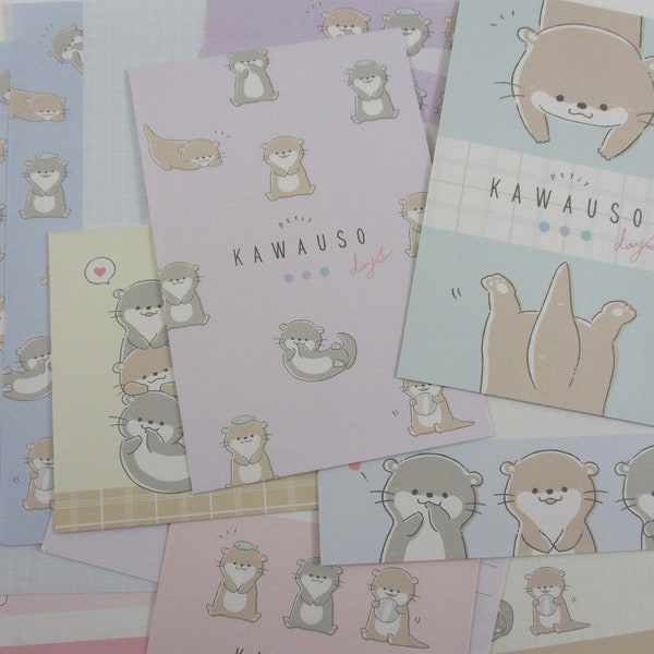 Kawauso otter nature theme Stationery Writing Paper Envelopes Letter Sets penpal cute gift fun journal animal forest autumn fall kamio