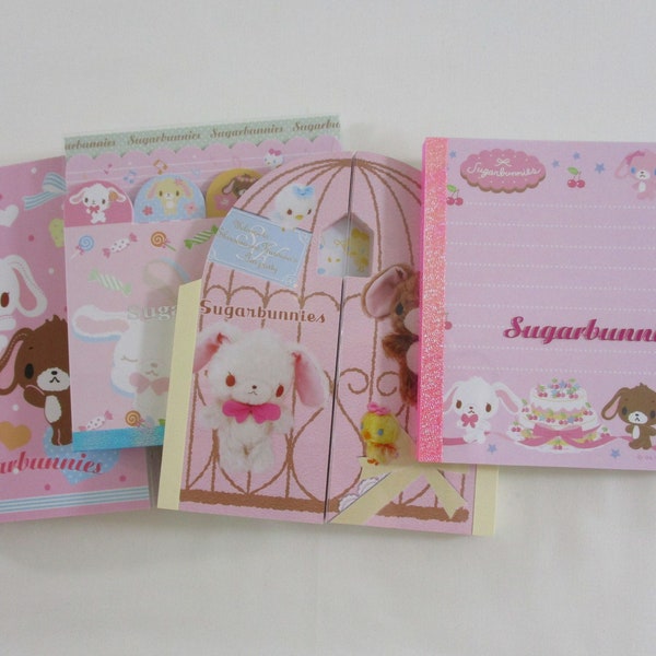 HTF Collectible Sanrio Sugar Bunnies Rabbit Notepad  Memo Pad Writing Paper stationery notebook special gift Rare