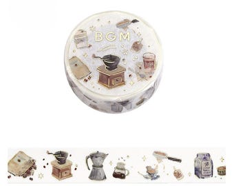 Morning Coffee Latte Bean Drink Relax Cozy Weekend Home Washi Tape Deco Masking Diary Planner Journal Craft Art Decorate Gift bgm breakfast