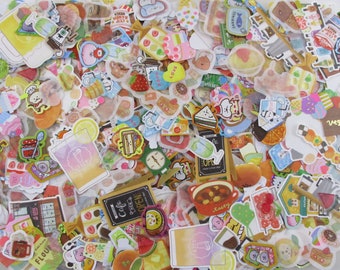 Grab Bag 75 FOOD theme Flake STICKERS Cute Variety Lot Mix Designs Gift Birthday Party Surprise Favor Healthy Goody Bag for her girl