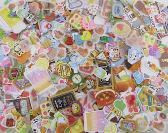 Grab Bag 75 FOOD theme Flake STICKERS Cute Variety Lot Mix Designs Gift Birthday Party Surprise Favor Healthy Goody Bag for her girl