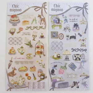 Chic Mignon Regal Royal Cat Sweet Treat Tea Time Girl Room Party Pie autumn Fall Sticker Planner Journal Diary Mind wave MW Chocolate gift