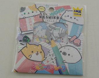 Crux Keshikko Hamster Pet Flake Stickers Sack - for Planner Journal Agenda Scrapbooking Paper Craft Gift Decor her girl Shark Seal Cute