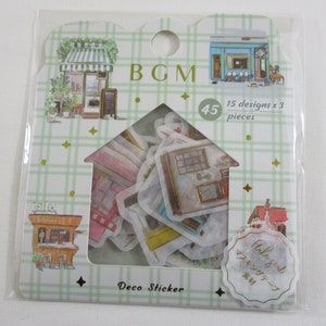 Row of Houses Building Town Architecture Flake Sticker Sack Planner Journal Agenda Craft Gift Notebook schedule BGM downtown business shop