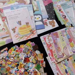 90 pc Stationery Paper Envelope + Memo + Stickers Set GRAB BAG surprise Pen Pal Penpal kawaii cute design party favor Variety Japan