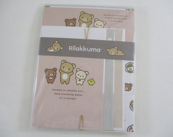 San-X Rilakkuma Bear Classic Sleepy Hungry bear Stationery Writing Paper Envelope Letter Set Collectible cute kawaii gift Penpal love