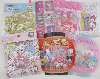 HTF Rare Sanrio Hello Kitty Cinnamoroll Charmmy Kitty Pochacco Collectible Flake Sticker Sack Planner Journal Agenda Paper Craft stationery