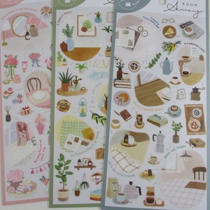 My cozy Room Cafe coffee latte books reading Tea time home decor Sticker Planner Journal Agenda Scrapbook Paper Craft food MW drink schedule