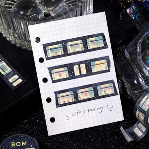 Train Window View Starry Night Dream Magical Travel Washi Tape Deco Masking Stationery Planner Journal Craft Art bgm decor diary gift image 4