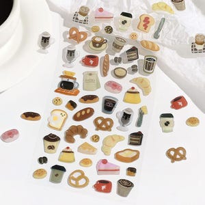 Candy Drop style 3D Coffee Latte Mocha Drip Bread Bakery Chocolate Cozy Cafe Time Sticker Planner Journal Agenda Craft Notebook Schedule BGM