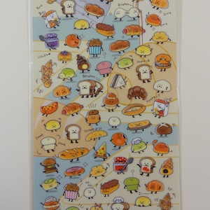 Cute Food and Drink Bread Bakery Sandwich Croissant Jam Jelly Egg Sticker Sheet for Planner Journal Agenda Scrapbook Paper Craft Mind Wave