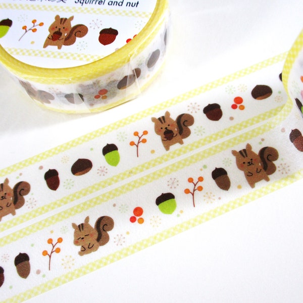 Squirrel Nut Autumn Fall Washi Tape Deco Masking Stationery Planner Journal Craft Art organizer diary saien healthy animal forest nature