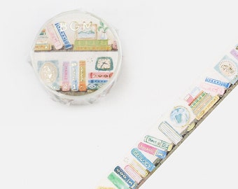 I love Reading Row Stack Books Library Washi Tape Deco Masking Stationery Planner Journal Craft Art bgm student read agenda college reader