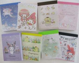 Sanrio Characters My Melody Kuromi Pom Pom Purin Pochacco dog Little Twin Stars Small Notepad Stationery Notebook Note pad Memo Rare HTF