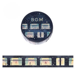 Train Window View Starry Night Dream Magical Travel Washi Tape Deco Masking Stationery Planner Journal Craft Art bgm decor diary gift image 2