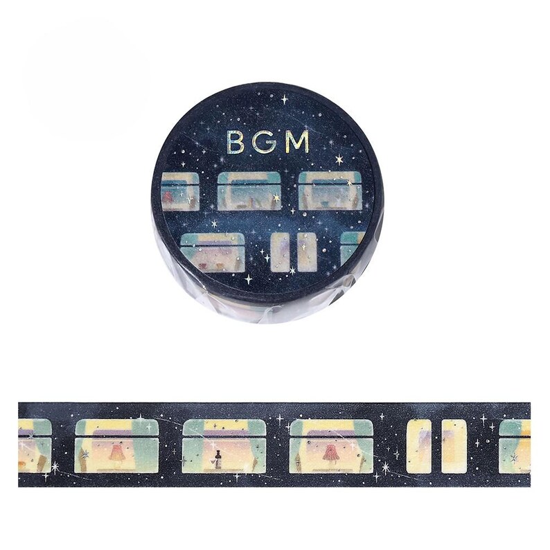 Train Window View Starry Night Dream Magical Travel Washi Tape Deco Masking Stationery Planner Journal Craft Art bgm decor diary gift image 2