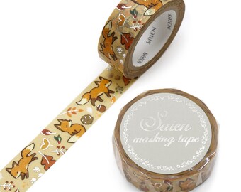Fox animal forest nature autumn Washi Tape Deco Masking Stationery Planner Journal Scrapbook Craft Art favorite decorate organizer saien dog