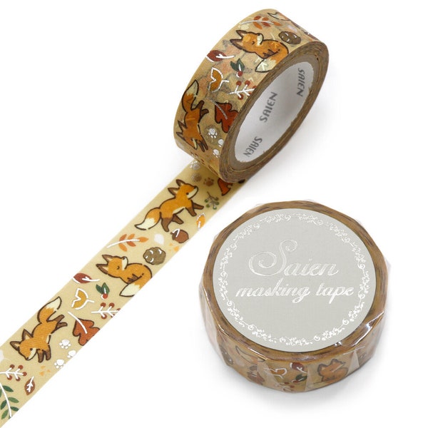 Fox animal forest nature autumn Washi Tape Deco Masking Stationery Planner Journal Scrapbook Craft Art favorite decorate organizer saien dog